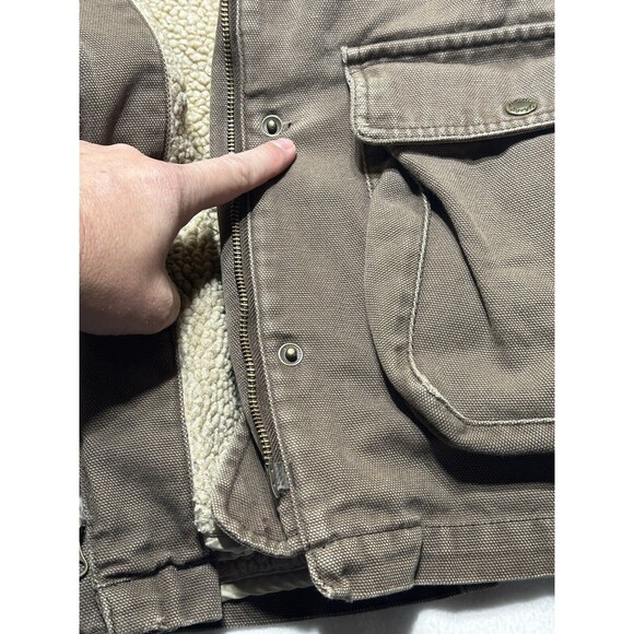 Cabela's Womens Brown Jacket Lined Sherpa Full Zip Collared Zip Size Small FLAWS - Picture 3 of 11